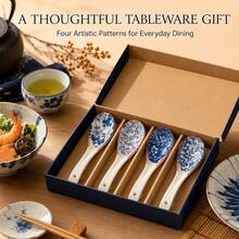 4pcs/8pcs Blue And White Floral Pattern Smooth Glazed Ceramic Soup Spoons, Vintage Chinese Style Tableware, Suitable For Home Dining, Porridge, Noodles, Soup - View 9