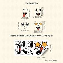4pcs/Set Cute Smiling Face Stickers, Waterproof Removable Self-Adhesive Decals, DIY Home Decor, Suitable For Trash Can, Refrigerator, Toilet Lid, Bathroom, Cabinet And Smooth Wall, Cover Wall Imperfections - Black - View 6