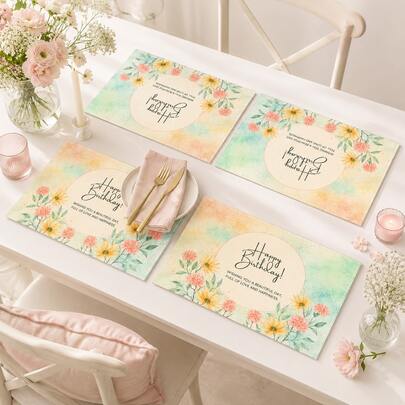 1pc/4pcs/6pcs/8pcs, Birthday Gift, Colorful Cute Hand-Drawn Pattern Suitable For Dining Table, Breakfast Mat, Coffee Bar, All-Season Decoration, Washable Table Mat, Room Decor, Kitchen Dining Table Mat, Indoor/Outdoor Party Decoration, Home Decor, Ideal Gift