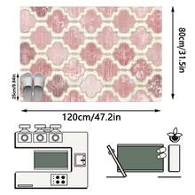 1pc European & American Classic Distressed Pink Diamond Rhombus Geometric Pattern - Runner Rug, Bathroom, Kitchen, Entrance, Doorway, Hallway, Bedside, Living Room, Bedroom, All-Season Soft Machine Washable Floor Mat, Home Decor - Multicolor - View 13