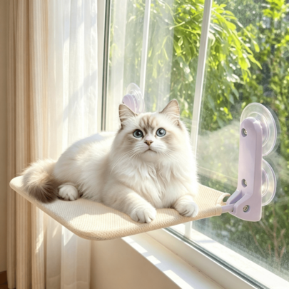 1pc Foldable Suction Cup Cat Window Hammock, No-Drill Wall-Mounted Cat Bed, Breathable Mesh Cat Climbing Frame, Space-Saving Cat Window Seat, Indoor Cat House Cat Tower Alternative, Suitable For Cats And Small Dogs, Load Capacity 5kg, Cat Supplies Pet Accessories