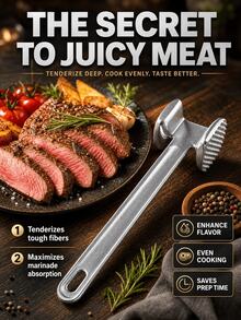 Double-Sided Meat Tenderizer Hammer, Aluminum Steak Hammer, Suitable For Beef, Chicken, Pork, Hanging Storage Household Cooking Meat Tenderizing Tool, Double-Sided Aluminum Steak Hammer Meat Tenderizer - View 1
