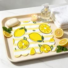 80 Pcs 13 * 13 Inch Lemon Printed Disposable Napkins With Wavy Lace Design, Suitable For Summer Parties, Picnics, Barbecues, Birthday Parties, Daily Home Use, Pool Parties, Cafes, Fruit Themed Table Decoration, And Tabletop Decoration. - View 7