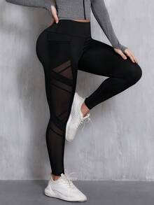 Women'S Solid Color Mesh Pocket Everyday Fitness Yoga Knit Leggings Tights Spring Sports Fall - Multicolor - View 2