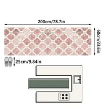 1pc European & American Classic Distressed Pink Diamond Rhombus Geometric Pattern - Runner Rug, Bathroom, Kitchen, Entrance, Doorway, Hallway, Bedside, Living Room, Bedroom, All-Season Soft Machine Washable Floor Mat, Home Decor - Multicolor - View 16