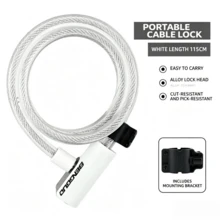 1 buah Kunci Kabel Baja Portabel untuk Sepeda, Anti-Potong, Anti-Pencurian, Kepala Kunci Paduan dengan Braket Pemasangan, Aksesori Anti-Pencurian untuk Sepeda dan Skuter Listrik (Termasuk 2 Kunci) - MultiWarna - View 3