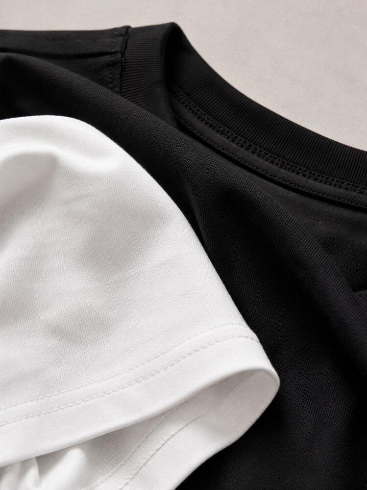 Minimalistisk T-shirt med tryck på bröstet för män, höst/vinter - stil1 - Visa 2