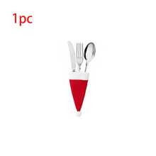 1pc Christmas Decoration, Christmas Hat, Christmas Cutlery Storage Velvet Cap - Multicolor - View 10