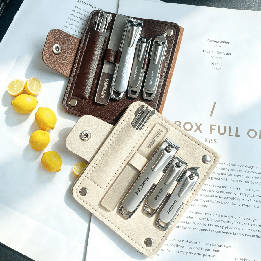 Stainless Steel Manicure & Pedicure Tool Kit With PU Leather Storage Case, Portable Hand Foot Nail Care Supplies For Home And Travel Use, Premium Practical Holiday Gift For Men Women Friends