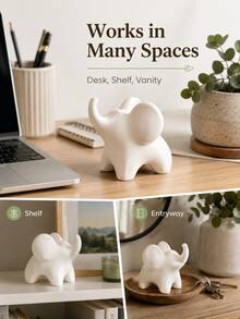 3D Printed Cute Elephant Figurine, Modern Minimalist Animal Sculpture, Creative Design Home Decor, Suitable For Living Room, Bedroom, Bookshelf And Office Desk Small Desktop Ornament, Housewarming Gift, Room Decoration - Multicolor - View 6