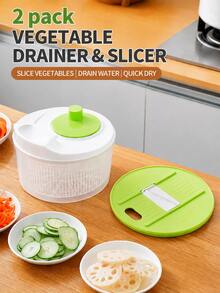 1/2pcs Multifunctional Salad Spinner And Strainer Basket, Non-Rechargeable PP Manual Vegetable And Fruit Dehydrator, With Strainer Basket, Convenient For Meal Prep - Multicolor - View 13