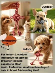 Interactive Pet Rope Toy, Chinese Knot Design, Teeth Cleaning Dog Toy, Helps Pets Relieve Boredom, Suitable For Indoor And Outdoor Tug-Of-War Games - Multicolor - View 4