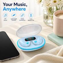Earbud Nirkabel dengan Indikator Baterai LED, Mini, Ringan, dan Nyaman Dipakai, Kontrol Tombol, Kotak Pengisian Daya Ringkas, Cocok untuk Tidur, Bepergian, dan Penggunaan Sehari-hari, Baterai 150mAh - View 3