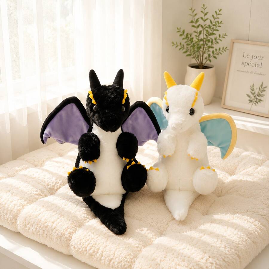 1pc Cute Cartoon Fantasy Flying Dragon Dinosaur Plush Doll, Soft Stuffed Animal Doll, Funny Flying Dragon Plush Pillow, Sofa Cushion, Photo Prop, Home Decor, Gift For Girl, Friend, Girlfriend, Children Birthday, Mother's Day, Graduation - Multicolor - View 1