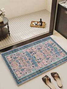 1pc French Aesthetic Fresh - Botanical Floral Bohemian - Runner Rug, Bathroom, Kitchen, Entrance, Hallway, Bedside, Living Room, Bedroom, All Season Soft Machine Washable Mat, Home Decor - Multicolor - View 5