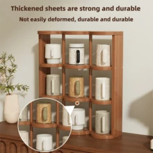 Minimalist Bamboo 9-Slot Desktop Cup Holder Organizer, Mid-Century Style Multi-Layer Storage Rack For Home And Office Desk, Kitchen Supplies Home Storage Rack - Multicolor - View 7