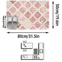 1pc European & American Classic Distressed Pink Diamond Rhombus Geometric Pattern - Runner Rug, Bathroom, Kitchen, Entrance, Doorway, Hallway, Bedside, Living Room, Bedroom, All-Season Soft Machine Washable Floor Mat, Home Decor - Multicolor - View 17