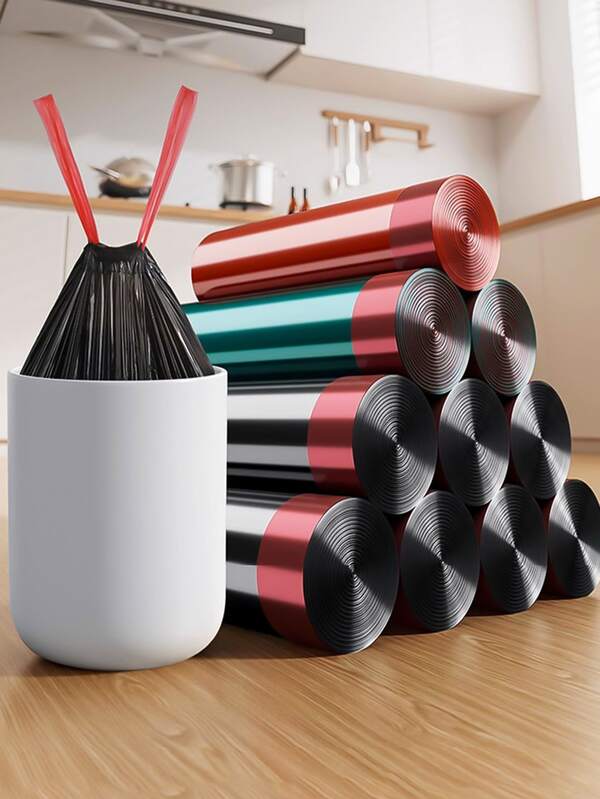 100pcs/200pcs Kitchen Trash Bags, Suitable For Office, Living Room, Kitchen And Bathroom Trash Cans - Thick, Flexible, Odorless And Versatile: Flat Bottom Trash Bags Suitable For Indoor Kitchen, Living Room, Bedroom, Bathroom, Dining Room And Office, As Well As Car And Outdoor Areas.