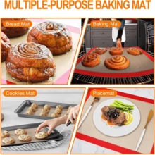4-Piece Multi-Color Silicone Baking Mat Set, Material, Heat-Resistant And Non-Stick. Size Can Be Cut To Fit Different Baking Pans, Suitable For Baking Macarons, Cookies, Bread, Pizza, Also For Kneading Dough And Heat Insulation. Easy To Clean, Rollable Storage, Reusable And Durable, Essential Tool Set For Baking Enthusiasts - View 5