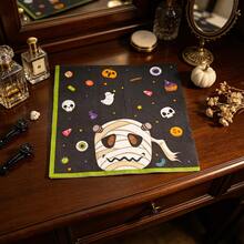 80pcs 13 * 13 Inch Disposable Halloween Printed Napkins, Featuring Cartoon Mummies, Skeletons, Bats, Spider Webs, And Ghost Patterns, Suitable For Halloween Parties, Themed Birthdays, Family Dinners, Outdoor Picnics, And Tabletop Decorations - View 7