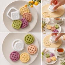 1pc Creative Minimalist Button Shaped Cookie Cutter Mold - Simplistic Flower Pattern Round & Square Baking Cookie Mold For Home Use - Multicolor - View 6