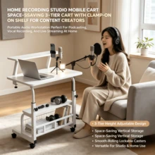 Studio Furniture Adjustable Height Desk, Height Range From 21 To 33 Inches, Music Recording Studio Desk, Standing Desk, Suitable For Home, Office And Studio, Professional Studio, Ergonomic Design Studio And Gaming Desk, Perfect For Home Office - Wood Grain Black - Deluxe Mixing Console - View 9