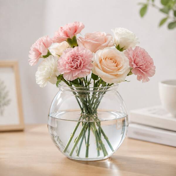 1pc Plastic Bubble Vase, Transparent Bowl-Shaped Vase, Fish Tank, Suitable For Drinks, Heavy Duty Round Vase, Suitable For Wedding Party Home Tabletop Decor Centerpiece