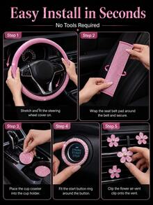 Hiny 11pcs Artificial Rhinestone Car Interior Decor Set, Fashionable All-Season Car Accessories, Car Decoration, Interior Embellishment, Sparkling Accents, Rhinestone Design, Handmade Decoration, High Gloss Surface, Decorative Items - 11PCS - View 6