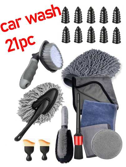 Car Wash Kit Car Care Maintenance Car Wash Brush Car Wash Gloves Car Cleaning Cloth Interior Cleaning Brush Air Conditioning Brush Car Wash Towel