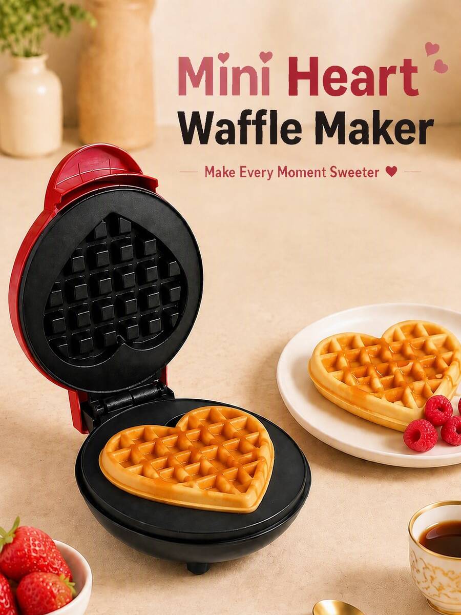 SCISHARE 1pc Mini Waffle Maker, 10cm Waffle Mold, Water-Based Non-Stick Coating, Easy To Clean, 350W Fast Heating, Compact Design For Drawer Storage, EU Plug, 70cm Power Cord - Ideal For Children And Families To Make Breakfast On Trips And In Small Kitchens
