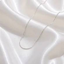 S925 Sterling Silver Necklace, Delicate White Snake Chain Necklace, Minimalist Plain Design Unisex Style, Low-Allergenic Exquisite Collarbone Chain, Suitable For Travel, Evening Party, Streetwear, Perfect Layering Accessory To Create Layered Look, Fashion Jewelry Gift - White - View 12