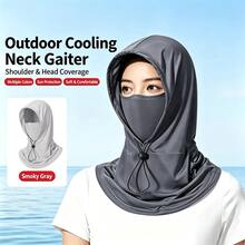 1pc Ice Silk Hooded Sun Protection Face Mask, Breathable Neck Guard Head Cover For Men And Women, Adjustable Drawstring, Cycling Outdoor Sun Protection Hat Cover, 4 Colors Available - Multicolor - View 4