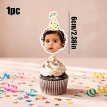 Personalized Face Cupcake Toppers, Customized Photo Hollow Cake Picks, Adult Family Pet Lover Birthday Party Decor, Fun Milestone Celebration Cupcake Decorations, Unique Party Favors, Custom Cake Decor Supplies - H-photo Cupcake Labels - View 13