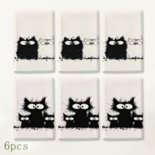 2/4/6pcs Cat Pattern Printed Kitchen Towels, Super Absorbent Microfiber Soft Tea Towels, Dish Cloths, Cleaning Towels, Hand Towels, Suitable For Cooking, Baking, Wiping, Cleaning And Kitchen Decoration, Kitchen Accessories, Daily Essentials - Multicolor - View 14
