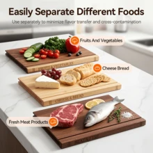AMAZINGWOOD Wooden Cutting Boards For Kitchen, 3pcs Acacia Wood Cutting Board Set With Stand, Cutting Board That Looks Like Books For Vegetables, Cheese, Bread And Meat, Decorative Chopping Board Gift Set - Variant - View 3