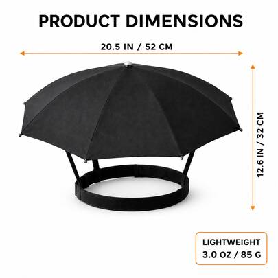 1pc Adjustable Head-Mounted Umbrella Hat, Suitable For Fishing, Camping And Gardening. Windproof ABS Material, With Elastic Neck Strap, Compact Foldable Design. Black Outdoor Adventure And Camping Accessory, No Battery Included