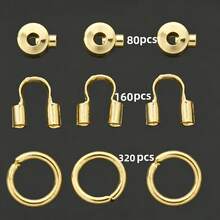 35-280pcs Gold Connector Ring Set, Includes Pressure Cooker Positioning Clips, Jump Rings And U-Shaped Rings, Suitable For Jewelry Making, Bracelets, Necklaces, Anklets Accessories, U-Shaped Positioning Cable Clips, Bag Closures, Horseshoe Buckles - Gold - View 16