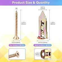 Bộ 50 ống nở và vít treo tường thạch cao chịu lực nặng - vít và neo tự khoan, phù hợp để treo rèm, giá treo khăn, đèn, gương, kệ và đồ dùng nhà bếp - 100 CÁI/BỘ - Xem 8