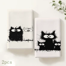 2/4/6pcs Cat Pattern Printed Kitchen Towels, Super Absorbent Microfiber Soft Tea Towels, Dish Cloths, Cleaning Towels, Hand Towels, Suitable For Cooking, Baking, Wiping, Cleaning And Kitchen Decoration, Kitchen Accessories, Daily Essentials - Multicolor - View 13