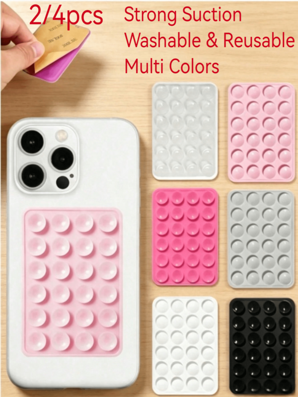 2/4 Silicone Phone Adhesive Holders, Anti Slip Silicone Adhesive Phone Holders, Phone Case Holders, Hands-Free Phone Accessories, Selfie And Video Holders, Multifunctional Phone Accessories, Suitable For All Models Of Phones, School Season