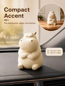 3D Printed Angry Hippo Car Dashboard Ornament, Funny Angry Expression Animal Figurine, Compact Car Interior Decor, Suitable For Center Console, Desk And Bookshelf, Unique Creative Home Office Decoration, Perfect Birthday Holiday Gift For Drivers And Animal Lovers - Multicolor - View 2