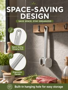 Double-Sided Meat Tenderizer Hammer, Aluminum Steak Hammer, Suitable For Beef, Chicken, Pork, Hanging Storage Household Cooking Meat Tenderizing Tool, Double-Sided Aluminum Steak Hammer Meat Tenderizer - View 7