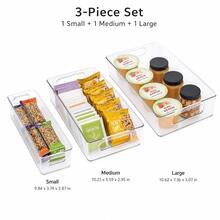 3-Piece Mixed-Size Clear Refrigerator Organizer Bins, Stackable Open Pantry Storage Set For Pantry Packets, Tea Bags And Snack Bars - View 1