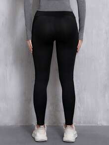 Women'S Solid Color Mesh Pocket Everyday Fitness Yoga Knit Leggings Tights Spring Sports Fall - Multicolor - View 4