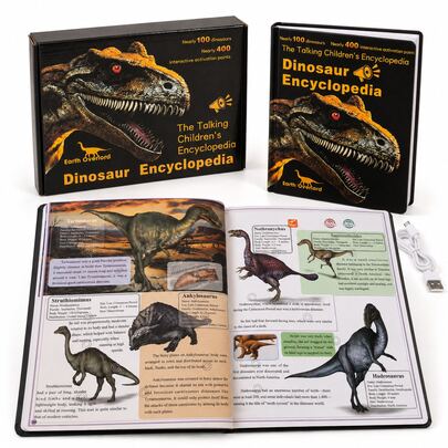 Interactive Dinosaur Learning Book For Kids, Touch Activated Educational Dinosaur Toy, Screen Free Activity Gift For Boys Girls Ages 3-8