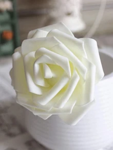 1/3pcs Artificial White Rose Flowers, Faux Roses For Home, Office, Wedding Table, Party, Yard, Garden And Summer Decoration - White - View 4