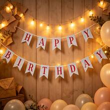 HAPPY BIRTHDAY Letter Fish Tail Banner, Birthday Party Scene Decoration Garland, White Background Blue Plaid Happy Birthday Fish Tail Banner, Home Life Party Photo Prop - Birthday Bunting - View 2