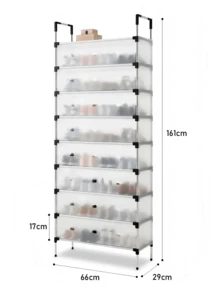 4/5/7/8 Tier Shoe Rack Organizer, Stainless Steel Rack - Simple And Easy To Assemble Shoe Organizer - Clothes Organizer Furniture With Straps - Shoe Rack With Clothes And Hat Racks - The Ultimate Solution For Clothes And Shoe Organization - Silver - View 17