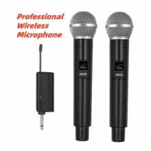 Portable Handheld Microphone, Wireless Microphone, Professional Handheld Unidirectional Moving Coil Noise Canceling Function, 6.35mm Plug, Blue, Suitable For Karaoke, Gaming, Live Streaming And Video Conferencing, Stylish Design | Sturdy Structure, Singing Microphone, 2 In 1 Wireless Microphone, Professional Handheld Microphone, Suitable For Karaoke, Parties, Churches, Performances, Recording - Black - View 3
