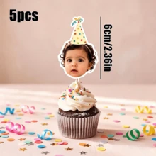 Personalized Face Cupcake Toppers, Customized Photo Hollow Cake Picks, Adult Family Pet Lover Birthday Party Decor, Fun Milestone Celebration Cupcake Decorations, Unique Party Favors, Custom Cake Decor Supplies - H-photo Cupcake Labels - View 14